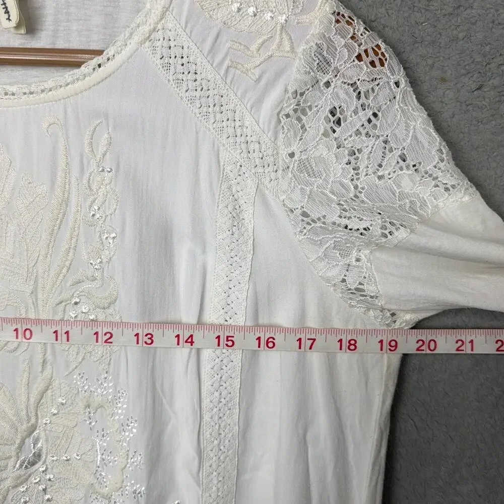 Tiny Anthropologie Blouse Lace Yoke Ivory Boho Cottagecore Romantic Size M